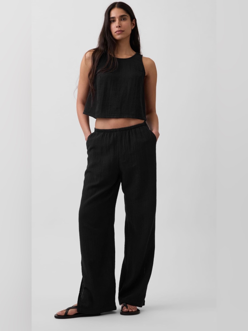 Gap Cotton Gauze Easy Split-Hem Pants